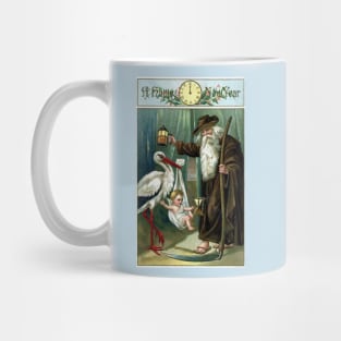 Victorian New Year - Father Time and Baby New Year Greetings Mug